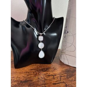 Silver-Tone Triple Stone Drop Y-Necklace NWT 18"